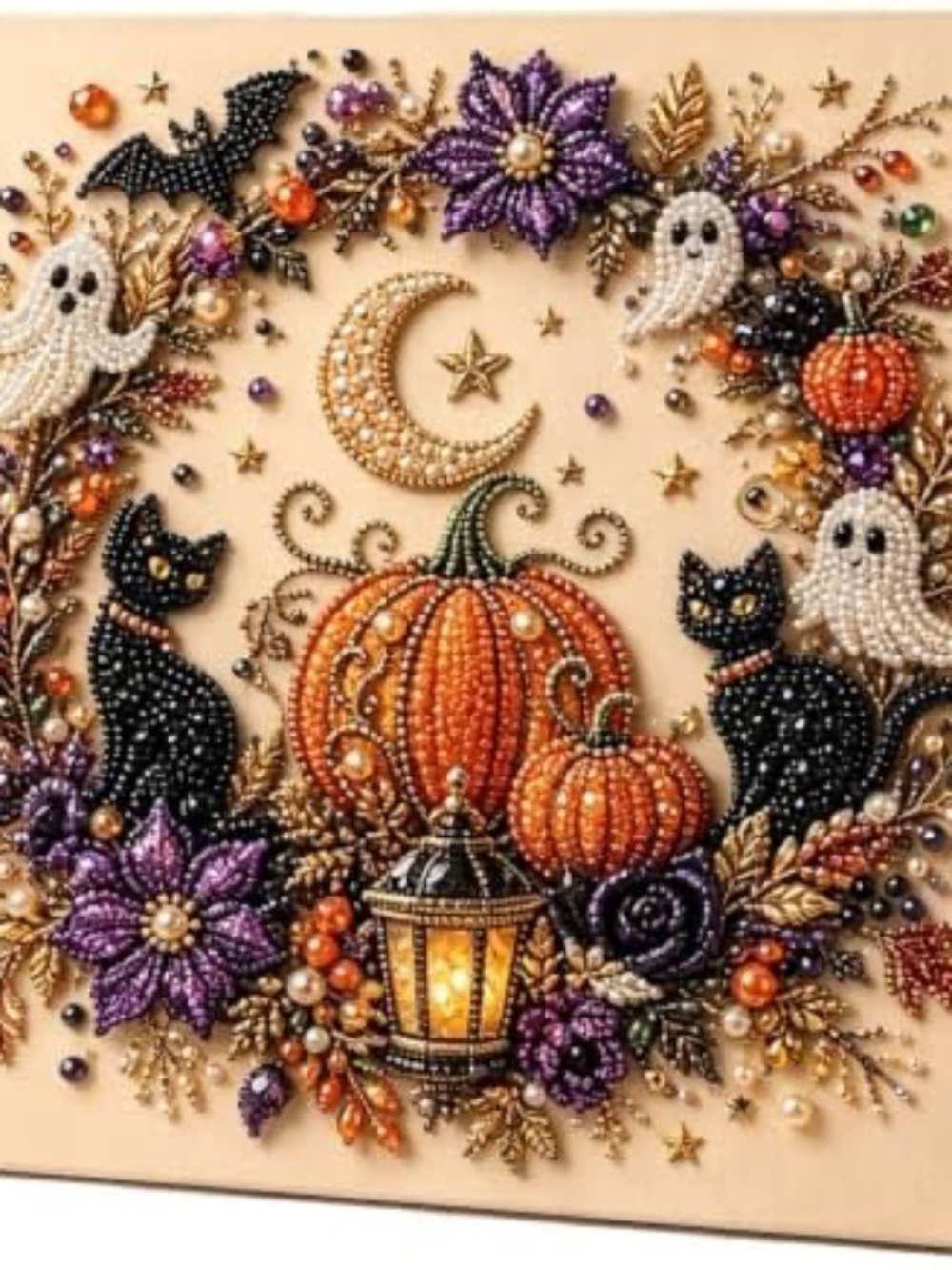Halloween Ghost Pearl Art DIY Kit, Spooky Cute 3D Diamond Painting Craft